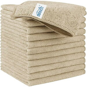 HOMEXCEL マイクロファイバークロス タオル 12枚入 キッチンクロス 台拭き ふきん ウエス 洗車タオルなど用 約29.21×29.21