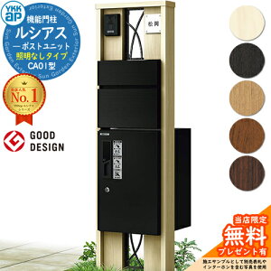 【無料★特典付】機能門柱 ルシアスポストユニット CA01型 照明なしタイプ 本体:木調色 前出し:T10型ポスト(アルミ色) ルシアス宅配ボックス1型 門柱 ポスト 宅配ボックス YKKap UMB-CA01 郵便