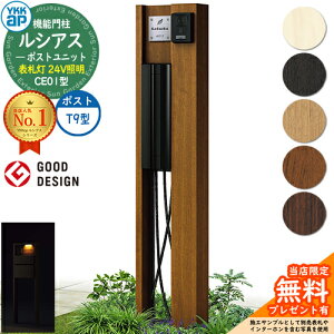 【無料★特典付】機能門柱 ルシアスポストユニット CE01型 表札灯タイプ(24V照明) 本体:木調色 ポスト:アルミ色 T9R(L)型(横出し) 門柱 ポスト YKKap UMB-CE01 郵便ポスト 郵便受け 機能ポール 一