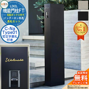 《切文字表札セット》【無料★特典付】 機能門柱FT 宅配ボックス付き 表札:C-Na シーナ Type01 LIXIL リクシル 門柱 ポスト 機能門柱 郵便受け 郵便ポスト シンプル おしゃれ 大容量 一戸建て用