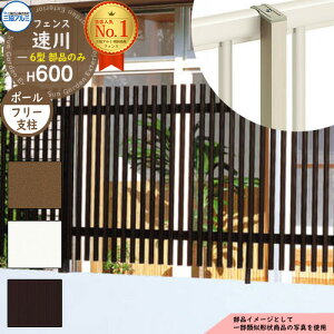 アルミフェンス 傾斜地対応 囲い 形材フェンス 速川6型 H600タイプ専用 呼称:2006 オプションポールのみ 傾斜地対応フリー支柱 三協アルミ フリー支柱タイプ専用 FC-6 ラティスフェンス ルー