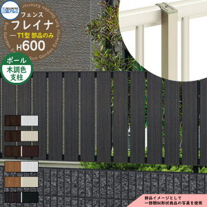 アルミフェンス 目隠し 囲い 形材フェンス フレイナT1型 H600タイプ専用 呼称:2006 オプションポールのみ フリー支柱(木調色) 三協アルミ フリー支柱タイプ専用 WF-T1 ラティスフェンス ルー