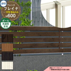 アルミフェンス 囲い 形材フェンス フレイナY2型 H600タイプ専用 呼称:2006 オプションポールのみ フリー支柱(木調色) 三協アルミ フリー支柱タイプ専用 WF-Y2 ラティスフェンス ルーバーフ