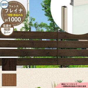 アルミフェンス 囲い 形材フェンス フレイナY3型 H1000タイプ専用 呼称:2010 オプション端部カバーのみ(2本1組) 三協アルミ フリー支柱タイプ専用 WF-Y3 ラティスフェンス ルーバーフェンス