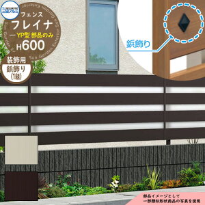 アルミフェンス 囲い 形材フェンス フレイナYP型 形材タイプ H600タイプ専用 呼称:2006 オプション鋲飾りのみ(2個1組) 三協アルミ フリー支柱タイプ専用 WF-YP ラティスフェンス ルーバーフ