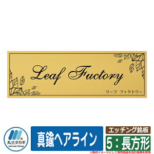 表札 おしゃれ エッチング銘板 5:長方形 真鍮ヘアライン 塗装:文字・デザイン色:ブラック イエロゴ IELOGO 丸三タカギ 表札シュミレーション対応