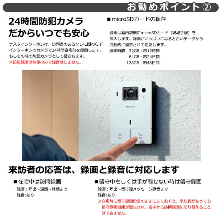 楽天市場】NASTA インターホン 標準セット KS-DP01U 24時間防犯カメラ 