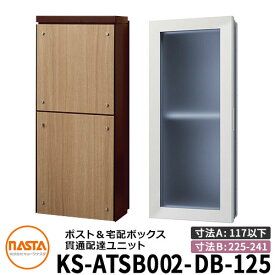 ナスタ 貫通配達ユニット KS-ATSB002-DB-125-C ロングタイプ （本体奥行き：117mm以下×ダクト部奥行き：225～241mm） イメージ：ダークブラウン×ライトウォールナット 大型郵便物対応ポスト 宅配ボックス一体型 木造住宅壁埋め込みポスト 室内受け取り