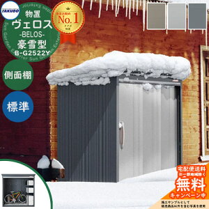 【無料★特典付】タクボ物置 物置 屋外 収納 BELOS ヴェロス B-G2522Y 豪雪型 標準屋根 側面棚仕様 受注生産品 べロス 幅 2626mm × 奥行き 2398mm × 高さ 2159mm おしゃれ クール シンプル デザイン 戸