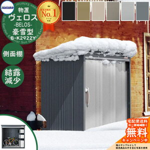 【無料★特典付】タクボ物置 物置 屋外 収納 BELOS ヴェロス B-K2930Y 豪雪型 結露減少屋根 側面棚仕様 べロス 間口 2930mm × 奥行き 3000mm × 高さ 2157mm おしゃれ クール シンプル デザイン 戸建て