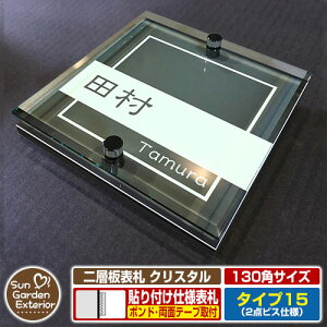 【安心保証付】【周年記念特価 ポイント5倍】二層板表札 クリスタル Type15:2点ビス仕様【サイズ:130×130mm】 イメージ画像:Aデザイン(6ブラック) YKKap ルシアスポストユニット 三協アル