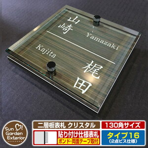 【安心保証付】【周年記念特価 ポイント5倍】二層板表札 クリスタル Type16:2点ビス仕様【サイズ:130×130mm】 イメージ画像:Cデザイン(5木目コナ) YKKap ルシアスポストユニット 三協アル