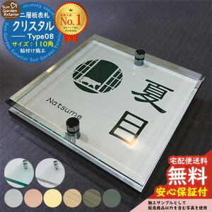 【安心保証付】【周年記念特価 ポイント5倍】二層板表札 クリスタル Type08:2点ビス仕様【サイズ:110×110mm】 LIXIL 機能門柱FT 機能門柱FF ユニソン ミース YKKap シンプレオ ルシアス ポストユ