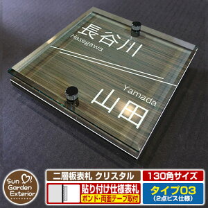 【安心保証付】【周年記念特価 ポイント5倍】二層板表札 クリスタル Type03:2点ビス仕様【サイズ:130×130mm】 イメージ画像:Aライン(5木目コナ) YKKap ルシアスポストユニット 三協アルミ