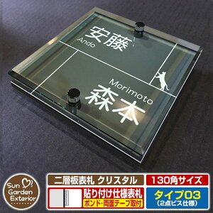 【安心保証付】【周年記念特価 ポイント5倍】二層板表札 クリスタル Type03:2点ビス仕様【サイズ:130×130mm】 イメージ画像:Cキャット(6ブラック) YKKap ルシアスポストユニット 三協アル