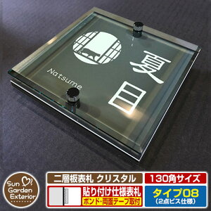 【安心保証付】【周年記念特価 ポイント5倍】二層板表札 クリスタル Type08:2点ビス仕様【サイズ:130×130mm】 イメージ画像:Eデザイン(6ブラック) YKKap ルシアスポストユニット 三協アル