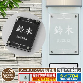 【無料★特典付】【ポイント5倍】 表札 飯田産業 アーネストワン 4点穴 対応 アネスタ Type04 背面パネル無し【サイズ：100×140mm】 参考写真：Jデザイン（クリア色） 飯田グループホールディングス 機能門柱 機能ポール アクリル ネームプレート Anesta