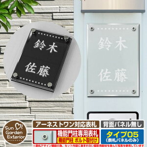 【無料★特典付】【ポイント5倍】 表札 飯田産業 アーネストワン 4点穴 対応 アネスタ Type05 背面パネル無し【サイズ:100×140mm】 参考写真:Bデザイン(クリア色) 飯田グループホールディ