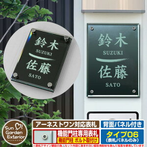 【無料★特典付】【ポイント5倍】 表札 飯田産業 アーネストワン 4点穴 対応 アネスタ Type06 背面パネル付き【サイズ:100×140mm】 参考写真:Cデザイン(ガラス色) 飯田グループホールディ