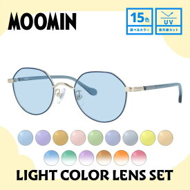 【選べる15色 ライトカラーレンズ】ムーミン サングラス MOOMIN MU-006 GP/BL 48 ボストン型 ムーミントロール 調整可能ノーズパッド（クリングス） 多角形 ヘキサゴンフレーム UVカット 度なし ユニセックス