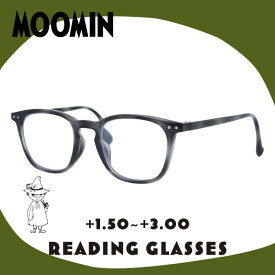ムーミン 老眼鏡 アジアンフィット MOOMIN MOR 303 スナフキン 50サイズ 度数：+1.50〜+3.00 スクエア型 バネ蝶番 丁番 オリジナルポーチ付き リーディンググラス シニア グラス ユニセックス メンズ レディース