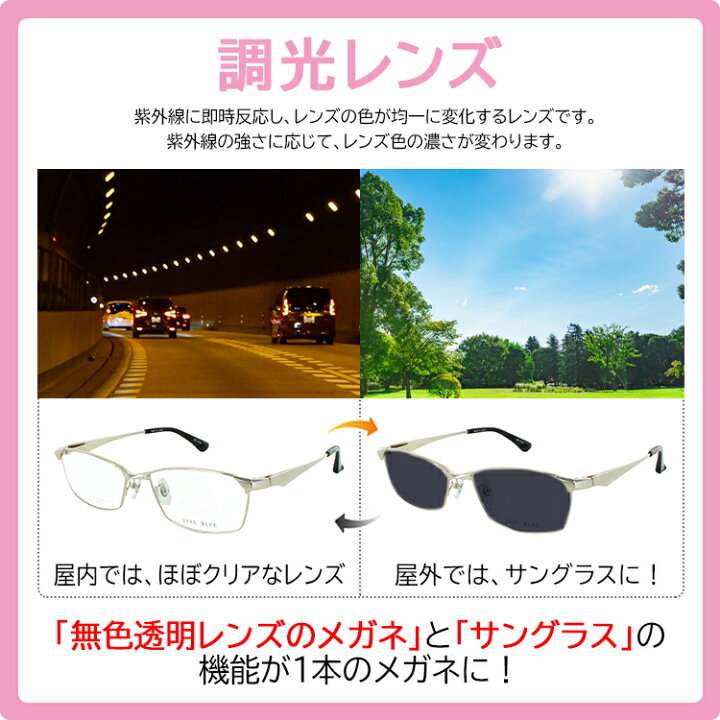 楽天市場】メガネ 眼鏡 調光サングラス 度付き 度なし メンズ スクエア 