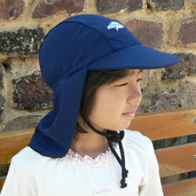 UVカット 帽子（子供用） - キッズ　キャップ（ネイビー）※紫外線カット(UVカット)最高値UPF50+ S M 48cm〜57cm