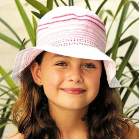 UVカット 帽子（子供用） - キッズ　ハット　KIDS　子供　こども　- マルチ カラード リボン バケット ハットライトピンク　※紫外線カット(UVカット)最高値UPF50+　54cm〜56cm（目安：5歳〜12歳）