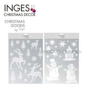 INGE-GLAS GOODS(インゲグラス グッズ)ドイツ直輸入 ウインドウステッカー 雪だるま トナカイ 雪の結晶 もみの木 窓デコレーション 窓飾り インテリアシール ホワイト 40cm クリスマスツリー オー