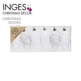 INGE-GLAS クリスマスツリー オーナメント ドイツ INGE-GLAS GOODS(インゲグラス グッズ)9cmスノーパインコーンコーン、ホワイトミックス（プラ）1セット6個入 北欧 おしゃれ sungood サングッド 81018G220【120070】