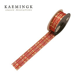 KAEMINGK (カイミング) タータンチェック リボン デコレーション レッド×ゴールドシアーチェック 2.5cm×2m オランダ ヨーロッパ 北欧 おしゃれ クリスマスツリー オーナメント クリスマスオーナメント サングッド sungood 440132[130069-4]