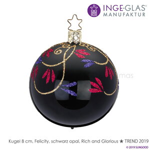 100024 INGE-GLAS(�C���Q�E�O���X)MANUFAKTUR(�}�j���t�@�N�`���[)�h�C�c���A�� Kugel Felicity schwarz opal [A][�{�[���I�[�i�����g �t�F���V�e�B �u���b�N�I�p�[��] �N���X�}�X �N���X�}�X�c���[ �I�[�i��