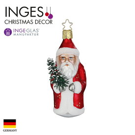 INGE-GLAS クリスマスツリー オーナメント ドイツ MANUFAKTUR（インゲ・グラス） もみの木を持ったサンタクロース 赤白 10cm ヨーロッパ 北欧 クリスマスツリー サングッド sungood 10183S022 [100366]