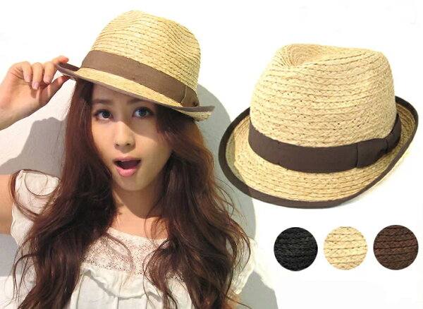 ３サイズ ラフィア ハット ( ストローハット ) 帽子 4562604 レディース 女性用[57cm 59cm] メンズ 男性用 [61cm] サイズ【Ｓ・Ｍ・Ｌ】