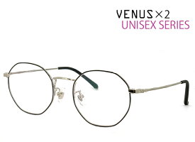 メガネ 多角的レンズ フレーム レディース メンズ メタル [ 度付き・伊達メガネ・クリアサングラス・老眼鏡として 対応可能 ] [ 薄型 UVカットレンズ付き ] 男性用 女性用 眼鏡 venus×2 2353-1