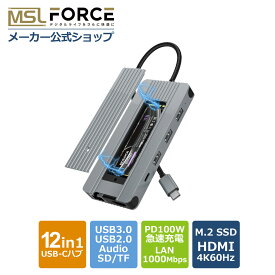 【15%OFF限定クーポン】12in1 USB-C Type-C 多機能ハブ USB3.0 USB2.0 M2.SSD 2242 2260 2280 12ポート 5Gbps ドッキングステーション マルチハブ ハブ カードリーダー 変換アダプター 急速充電 LAN接続 4K対応 HDMI LAN 4K60Hz SD/TF PD100W Audio uc0064
