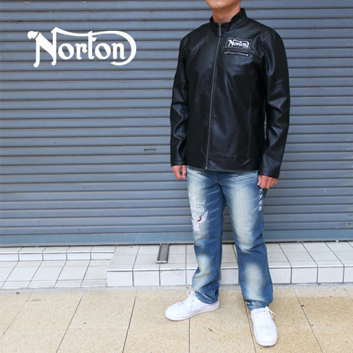 楽天市場】norton ノートン ライダース フェイクレザー パッチド 