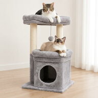 PAWZ Road キャットタワー 据え置き ミニ 68cm 子猫 シニア猫 爪とぎ サイザル麻 隠れ家 ベッド付き グレー