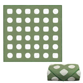 Flechasu 保冷風呂敷 大判 55×55cm 巻くだけ保冷ランチクロス くっつく 保冷・保温対応 (オリーブ幾何柄, 55cm)
