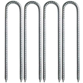 Uピン杭 おさえピン 極太強力ピン ステンレス製 直径約10mm 高さ30CM滑り止めデザイン 人工芝?防草シート?テント等の固定用 押さえ
