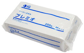 ペーパータオル　プレミオ　1パック200枚入り【再生紙】　安心のIGブランド　サイズ：230×220 中判 業務用　しっかり　ハードタイプ