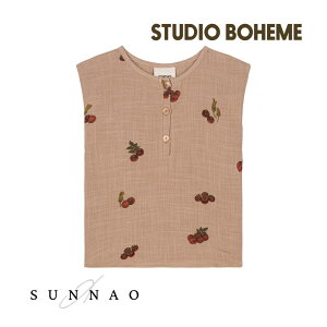 STUDIO BOHEME PARIS BLOUSE ROMAN - NOUGAT / TOMATO