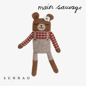 Main Sauvage Teddy knit toy - Siena plaid shirt