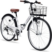 マイパラス シティサイクル 折りたたみ自転車 26インチ MC507 VALORE ホワイト 折畳シティ26・6SP・肉厚チューブ 折畳み ママチャリ