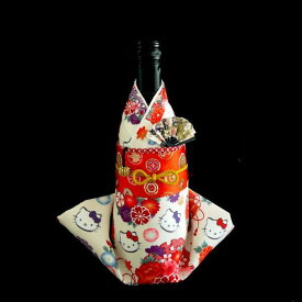 【特別限定品】Kimonoボトルカバー 「ハローキティ ハレ着(雪輪)」 扇付き Kimono BOTTLECOVER 着物 ワイン 日本酒 シャンパン ギフト プレゼント お土産 日本製