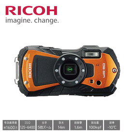 在庫あり　リコー デジカメ WG-80 オレンジ 防水 耐衝撃 防塵 耐寒 アウトドア デジタルカメラ 1600万画素 LED ISO 6400 RICOH