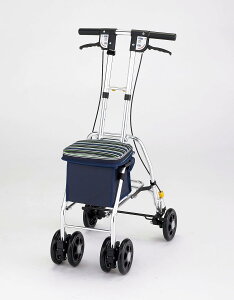 マキテック シルバーカー レジエ ストライプネイビー SX-4SN ハンドブレーキ コンパクト おしゃれ かわいい 歩行サポート 高齢者 健康 歩行 ケア 介護