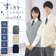 【SALE!】綿混 スクールベスト 男女兼用 薄手 SS S M L LL オールシーズン Vネック ニット ベスト 学生 …