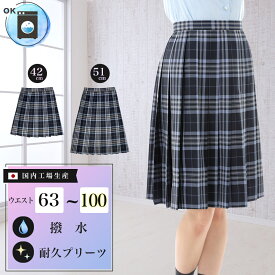 ロング丈 スクールスカート 丈60cm アジャスター ウォッシャブル膝丈 膝下 学生 制服 中学生 高校生 女子高生 女の子 レディース プリーツスカート 国内工場生産 大きいサイズ対応 グレー 紺 ネイビー 緑 グリーン