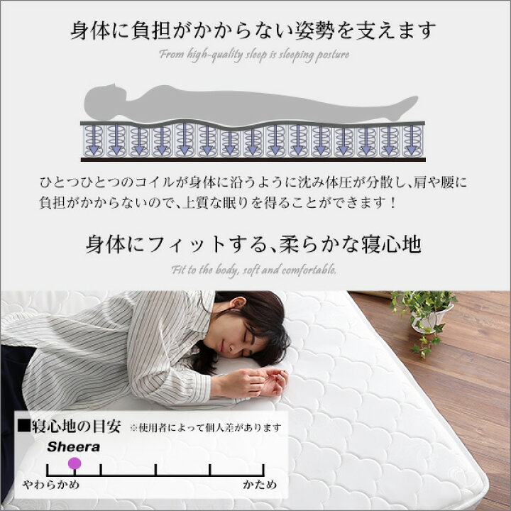 楽天市場】【クイーンサイズ】ポケットコイル マットレス 片面仕様 1年 